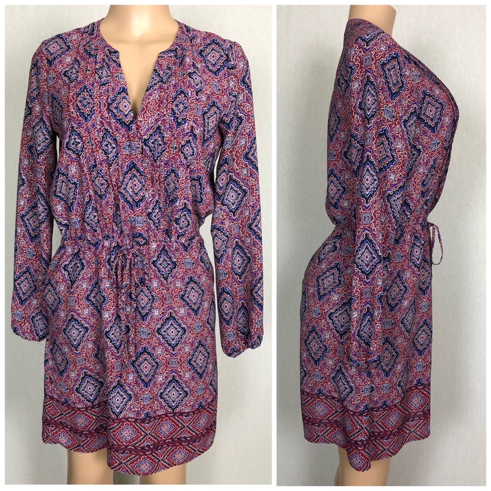 Gap Women Purple Burgundy Dress Long Sleeve V-neck